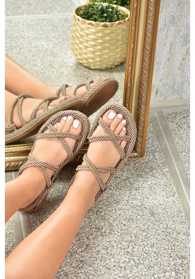 Fox Shoes Kumaş Kadın Sandalet Vizon H596011704