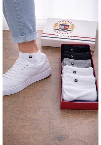 Tommy Hilfiger Unısex 6'lı Çorap Beyaz - Gri - Siyah