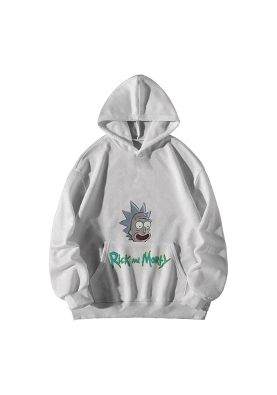 Startmore Kapüşonlu Kanguru Cepli Palyaço Rick Morty Baskılı Sweatshirt 3-12 Yaş Arası Mevcuttur Beyaz