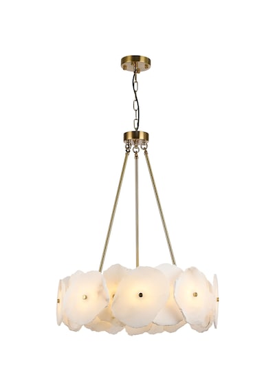 Harlow 60'lık Gold Mermer Taşlı Traverten Model Ledli Avize Gold