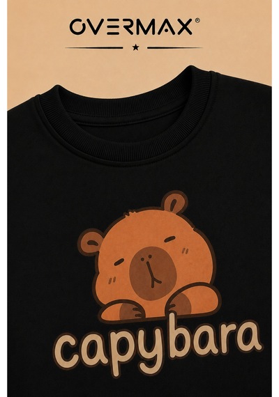 Overmax Capybara Baskılı Unisex Tasarım Çocuk Eşofman Takımı 3-12 Yaş Siyah Üst- Siyah Alt - 916006437 Siyah Üst- Siyah Alt