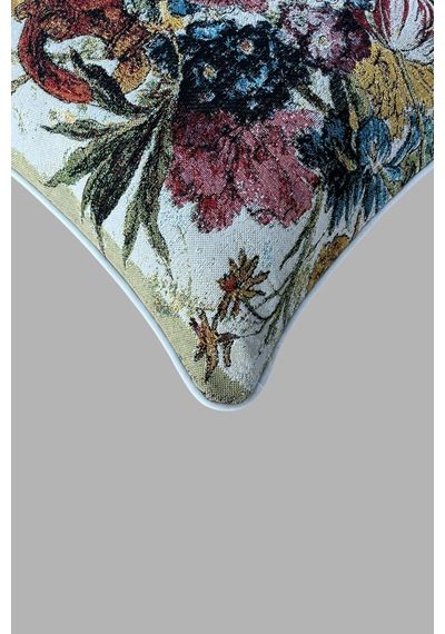 Vs-457 Jakarlı Dokuma Goblen Kırlent Kılıfı 45x45 Cm Biyeli Ve Çift Taraflı Dekoratif Yastık Çok Renkli