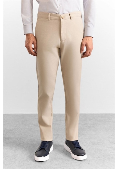 Süvari Bej Slim Düz Armürlü Normal Bel Casual Pantolon Pn2020500766-bj3