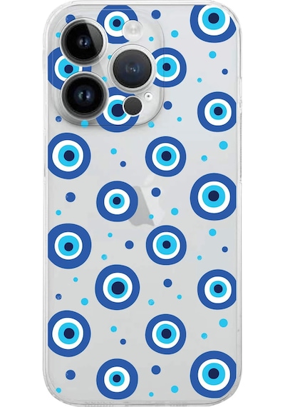 Printify Apple Uyumlu iPhone 14 Pro Max İle Devil Eye 1 Baskılı Kamera Korumalı Şeffaf Silikon Kılıf 0166a