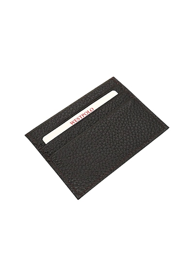 Westpolo Hakiki Deri Slim İnce Unisex Kartlık - Kahverengi Kahverengi