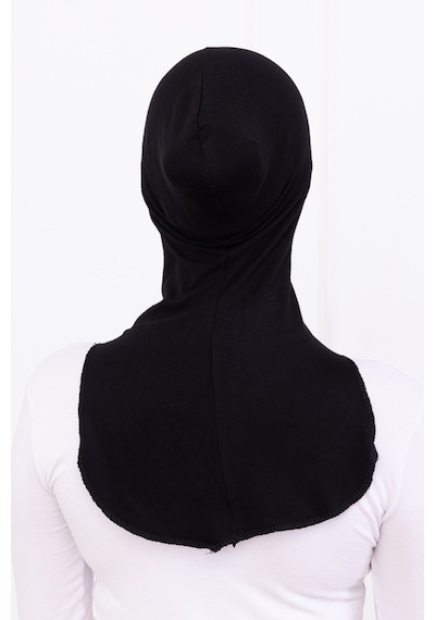 Loggia Siyah Ninja Bone Boyunluklu Likralı Sporcu Bonesi Kadın Pratik Tesettür Hijab Başörtü Siyah