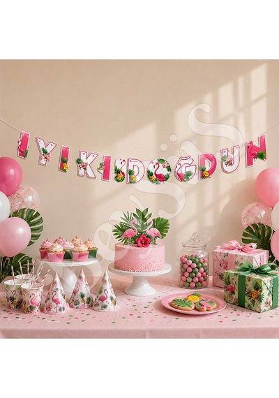 Flamingo Temalı İyi Ki Doğdun Banner Tüm Yaşlar
