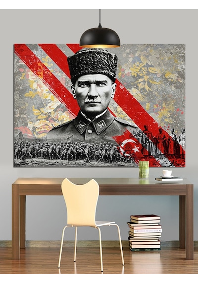Türk Askeri Kahraman Atatürk Dekoratif Kanvas - Mdf Ahşap Tablo