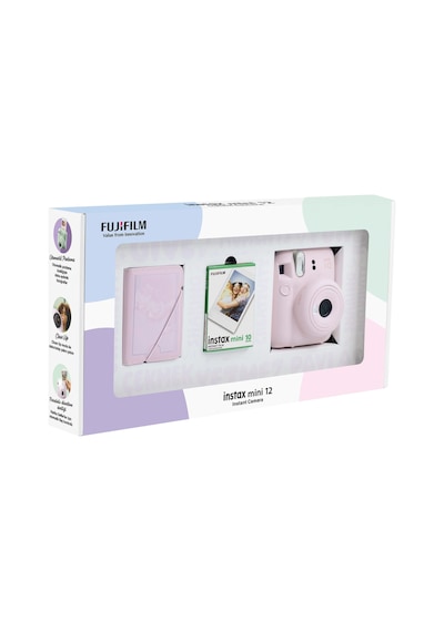 Fujifilm Instax Mini 12 Fotoğraf Makinesi + 10'lu Film + 28'li Mini Albüm Bundle Box Pembe