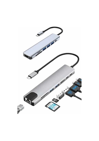 Bay 8 Port Çoklayıcı Macbook Ile Uyumlu Çoğaltıcı Type-c Dönüştürücü Tf Sd Kart Najmaddin
