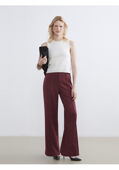 Lcw Comfort Mürdüm Beli Lastikli Kadın Süet Pantolon