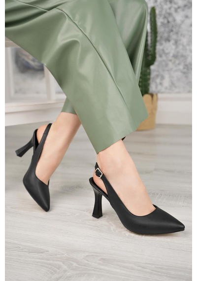 Nesilshoes Nesil Shoes Tam 175 Siyah Topuklu Kadın Sandalet