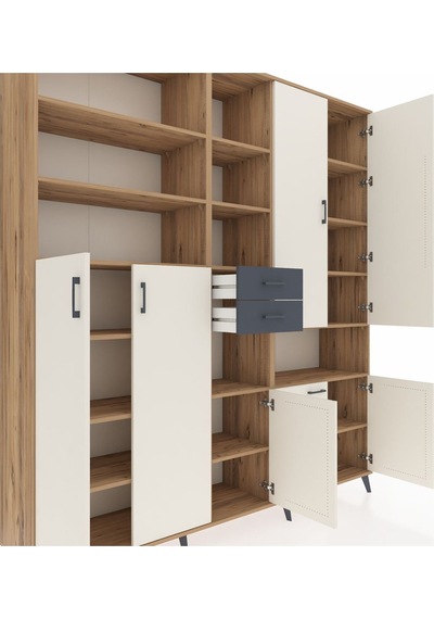 Hyperion Dolap 17 Raflı 2 Çekmeceli 7 Kapaklı 220x44x243 Çam-aytaşı/antrasit Çok Renkli Hyperion Dolap 17 Raflı 2 Çekmeceli 7 Kapaklı 220x44x243 Çam-aytaşı/antrasit Çok Renkli