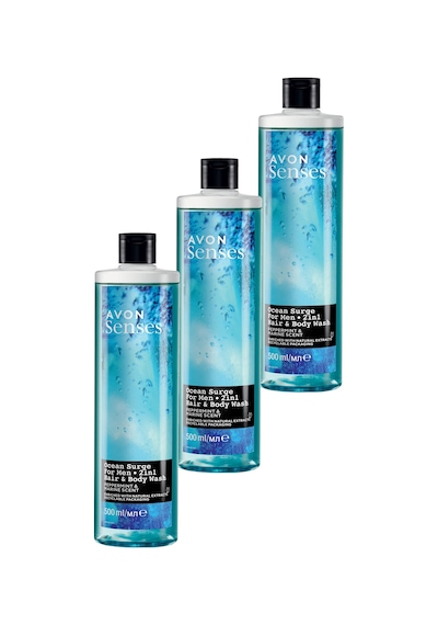 Avon Senses Ocean Surge Nane ve Deniz Kokulu Saç ve Vücut için Erkek Duş Jeli 3 x 500 ML