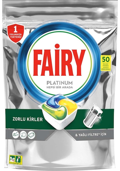 Fairy Platinum Limon Kokulu 50 Yıkama Bulaşık Makinesi Deterjanı Tableti - Kapsülü
