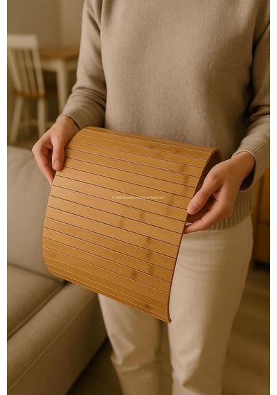 Bambu Katlanabilir Yan Sehpa 40x29 Cm, Koltuk Ve Kanepe Kenarı Portatif Tepsi, Amerikan Servisi Çok Renkli