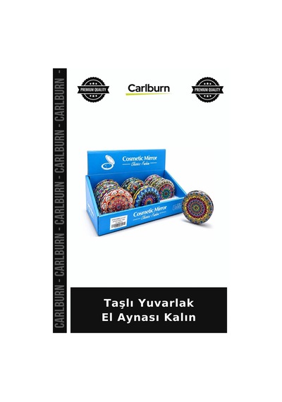 Taşlı Yuvarlak El Aynası Kalın Kadın Aksesuar Gümüş Detaylı Stil Sahibi
