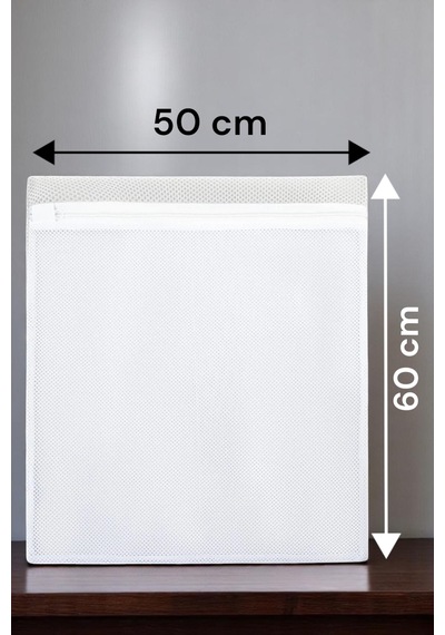 Fermuarlı Çamaşır Yıkama Filesi 50 X 60 Cm Ayakkabı Filesi Beyaz Çamaşır Ayakkabı Düzenleyici Beyaz