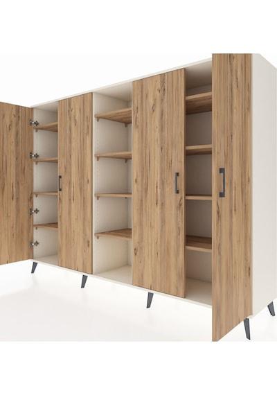 Hyperion Dolap 12 Raflı 4 Kapaklı 220x44x163 Aytaşı-çam Aytaşı-çam