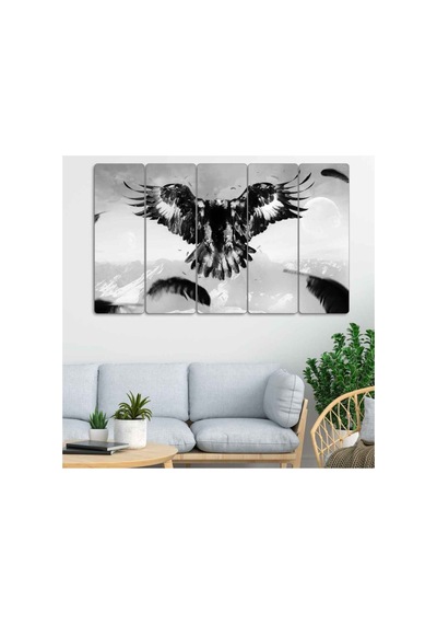 Siyah Beyaz Şahin - 5 Parçalı Tablo Görsel - 702504364 Görsel