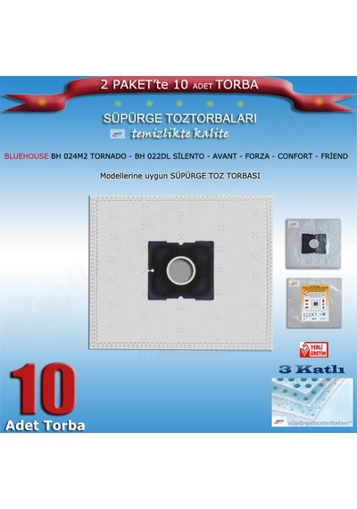 Bh 024m2 Tornado - Avant - Forza - Confort Friend Modellerine Uyumlu 10 Adet Toz Torbası 200120