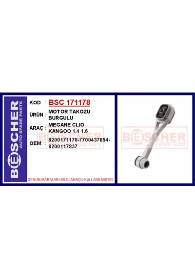 Bsc 171178 Motor Takozu Burgulu Megane Clio Kangoo 1.4 1.6 8200171178-7700437854-8200117837