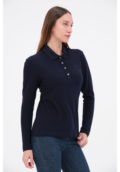 Msw Kadın Uzun Kollu Regular Fit Polo Yaka T-shirt Lacivert