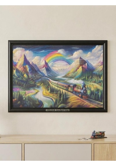260 Parça Renkli Tren Ve Dağ Manzaralı 48 X 34 Cm Boyutunda Puzzle Keyifli Hobi Deneyimi