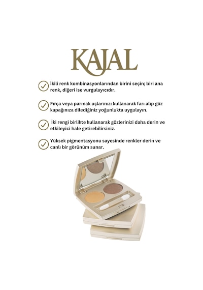 Kajal İkili Göz Farı Shimmer Duo Eyeshadow 222 Açık Bej Orman Yeşili