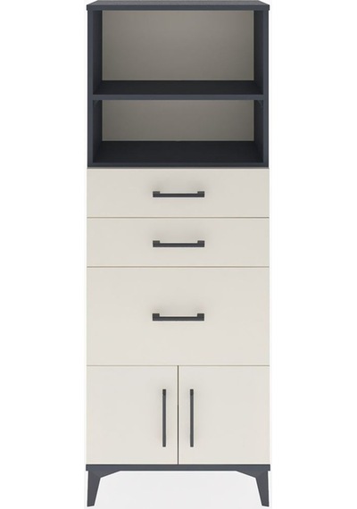 Arges Dolap 2 Raflı 3 Çekmeceli 2 Kapaklı 60x30x163 Antrasit-... Antrasit