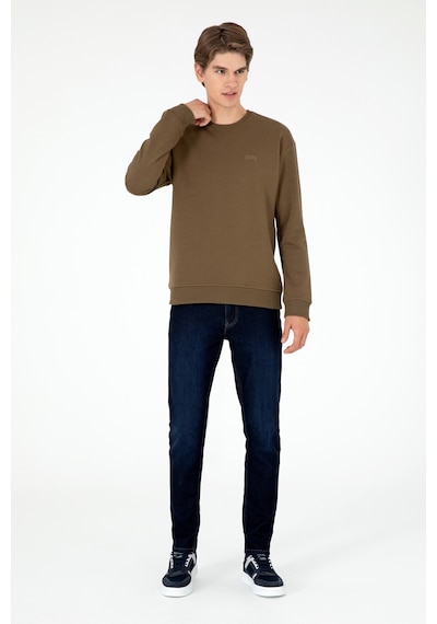 U.S. Polo Assn. Erkek Bisiklet Yaka Haki Basic Şardonlu Sweatshirt 50295148-VR027