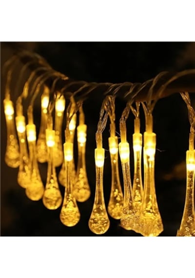 10 Led 2 Metre Sarı Kristal Su Damlası Güneş Enerjili Led Işık Solar Bahçe Ağaç Lamba Aydınlatması Arbltgsg44cssdz8weı