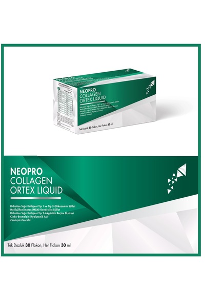 Neopro Kolajen Ortex Likit 30 'lu Flakon - Hidrolize Sığır Kolajeni Tip 1 Ve Tip 3-glıkozamin Sülfat