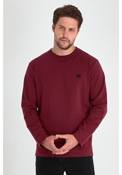 Comeor Çift Bisiklet Yaka Baskı Detaylı Standart Fit Erkek Sweatshirt Bordo 001