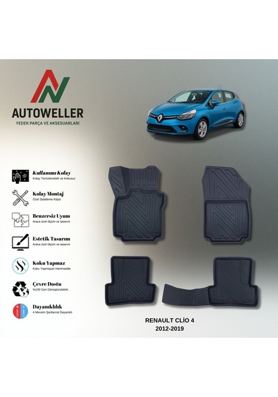 Renault Clio 4 2012-2019 Uyumlu Havuzlu Oto Paspas