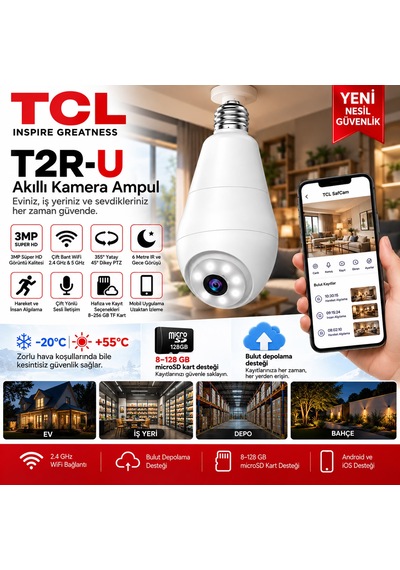 Tcl T2r-u 3mp Akıllı Kamera Ampul Ptz Wifi