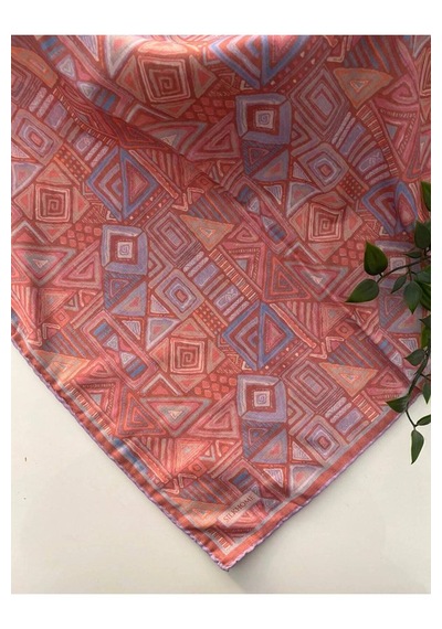 Silk Home Hiyeroglif Desen Soft Pamuk Eşarp Soğan Kabuğu