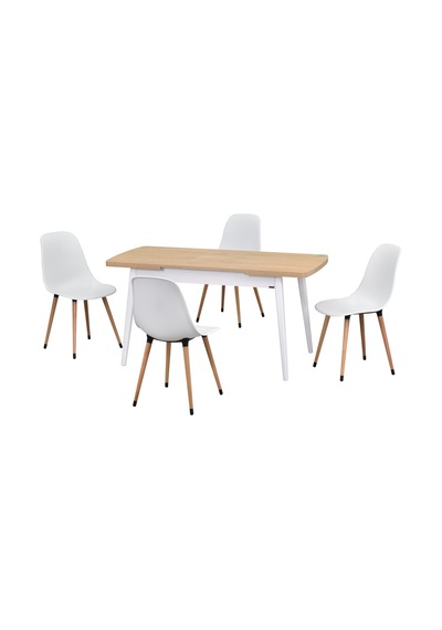 Vilinze Eames Sandalye Avanos Ahşap Mdf Açılır Mutfak Masası Takımı - 70x120+30 Cm Beyaz Vilinze Eames Sandalye Avanos Ahşap Mdf Açılır Mutfak Masası Takımı - 70x120+30 Cm Beyaz