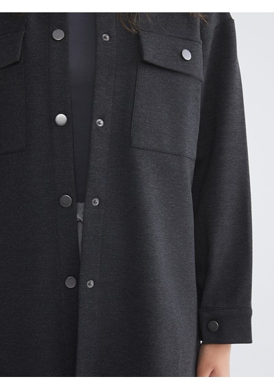 Lcw Modest Antrasit Oversize Kadın Gömlek Tunik