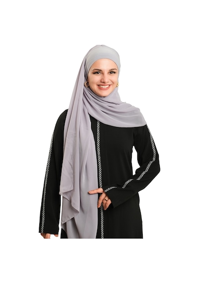 Hürrem Bone Gri Pratik Hazır Geçmeli Bone Şal Şifon Düz 2506 15 gri