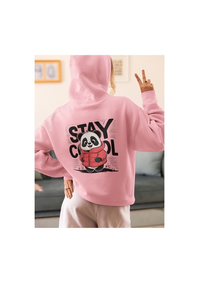 Stil X Sevimli Pandalar Baskılı Kadın Sweatshirt Pembe-11