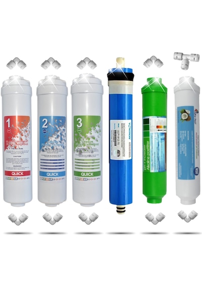 Kapalı Kasa 12 Inç Su Arıtma Cihazı Filtresi 6 Aşamalı Inline Filtre Seti Nsf Vontron Membran