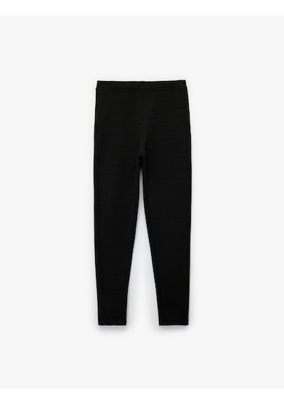Koton Slim Fit Normal Bel Viskon Karışımlı Tayt Siyah 6wal40123ık Siyah