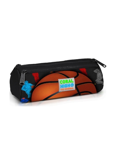 Siyah Basketbol Desenli Okul Sırt Çantası,thermo Beslenme,üç Bölmeli Kalemlik 3'lü Set Go23471set02