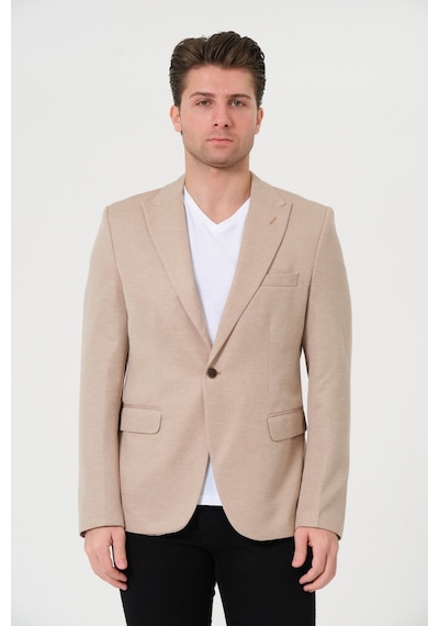 Bonesti Erkek Slim Fit Blazer Ceket Krem Kırçıllı
