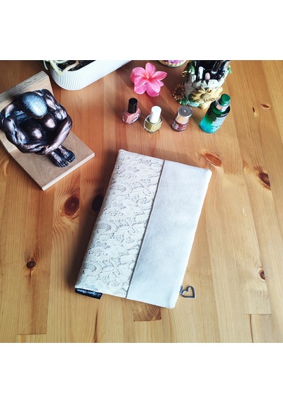 Ju Yaratıcı Tasarım Kadın Portföy & Clutch Çanta Süet Dantel Pudra