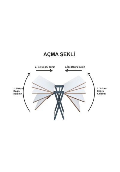 Asudehome Katlanır Balkon Bahçe Kamp Masası Beyaz - Siyah