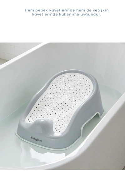 Babyjem Soft Banyo Desteği Bebek Yıkama Yardmcısı Soft Gri