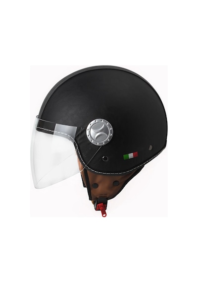 Sway 701 Yarım Yazlık Kask Deri Kaplı Mat Siyah