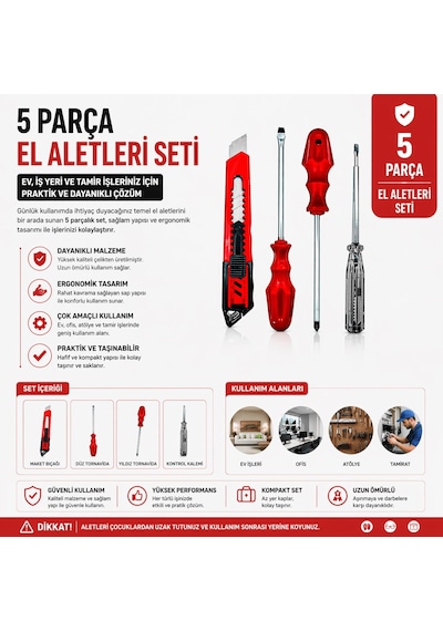 Düz-yıldız Tornavida/ Kontrol Kalemi /maket Bıçağı 4 Lü Tamir Set